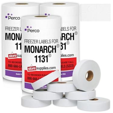 Imagem de Perco Adesivos de Freezer Etiquetas Brancas para Monarch 1131 Price Gun – 3 Mangas, 60.000 Etiquetas de Arma de Preço