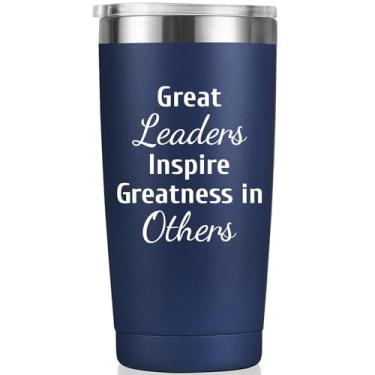Imagem de MASGALACC Boss Appreciation Gifts Mentor Gift Tumbler Great Leaders Caneca de café Supervisor PM Mentor Presente de aposentadoria Colega de trabalho Adeus, copo isolado de aço inoxidável de 590 ml