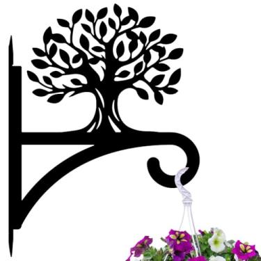 Imagem de peacoblue Ganchos de ferro para pendurar plantas internas ao ar livre, vasos de samambaias, lanterna, alimentador de pássaros, 30,5 x 40,6 cm, suporte de parede de metal resistente ao clima para