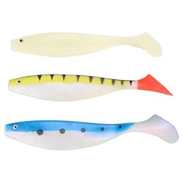 Imagem de Iscas De Pesca,Isca De Simulação Macia 3 Unidades Para Truta Robalo, Isca De Pesca De Cauda Em T, Iscas Artificiais Elásticas De Silicone Macio Para Pesca De água Salgada E água Doce, Acessórios De P