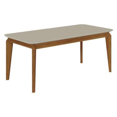 Imagem de Mesa De Jantar Brenda 180x90 Com Vidro Freijó Off White – Leifer Móveis