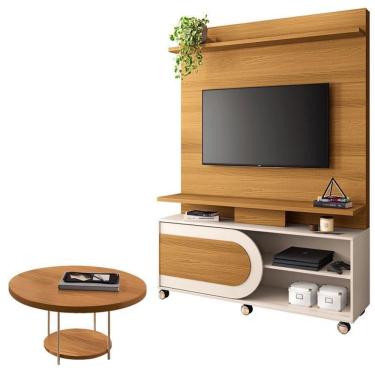 Imagem de Estante Home Theater òrbis Cinamomo Off White E Mesa De Centro Sky Cinamomo- Hb Móveis