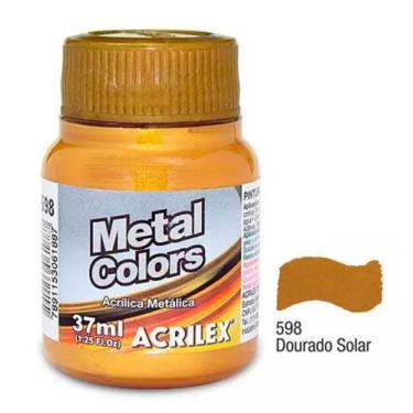 Imagem de Tinta Metal Colors Acrilex 37ml Acírilica Metalica + Nota Fiscal, Dour