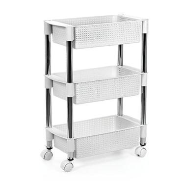 Imagem de Fruteira Retangular Tripla Em Rattan Branca - Niquelplast