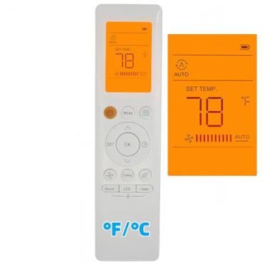 Imagem de Controle remoto CA de substituição RG10A / RH10B compatível com ar-condicionado Midea A/C MAW08V1QWT, MAW10V1QWT, MAW12V1QWT (tela Fahrenheit e retroiluminado)
