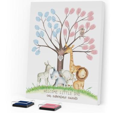 Imagem de ZWV Gender Reveal Fingerprint Tree Canvas, Bee Gender Reveal Decorações Neutro Baby Tea Guest Book Party Game, Gender Reveal Keepsake with Ink Pad-cad34 (005)