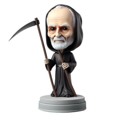 Imagem de Grim Reaper Bobblehead personalizado da sua foice fotográfica - Holding Pose Vibe Decoração de Casa Estatueta Presente para Amantes de Fantasia Memorial Lembrança