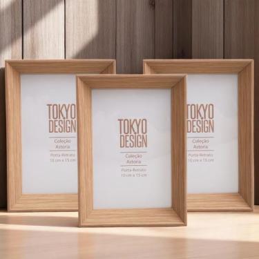 Imagem de Kit 3 Porta Retrato Amadeirado Moldura MDF Tokyo Design 10x15/15x20/20