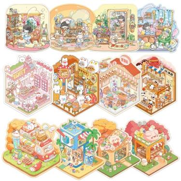 Imagem de Snycler DIY 3D House Sticker Kit - 12 Sets of 3D Cartoon Scene Miniature Stickers for Adults & Kids, Fun Room Decor, Stress Relief, Creative Wall Art, Home Decoration（12sets-3）