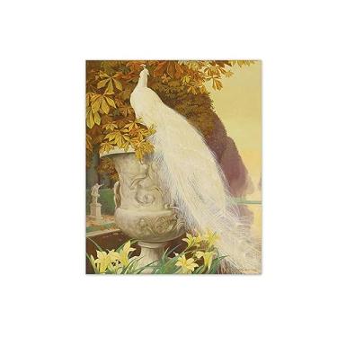 Imagem de Pintura famosa arte de parede - pavão branco - impressão de imagem de animal em tela - pintura de arte para decoração de parede de sala de estar - pôster de reproduções 80 x 95 cm 31 x 37 polegadas