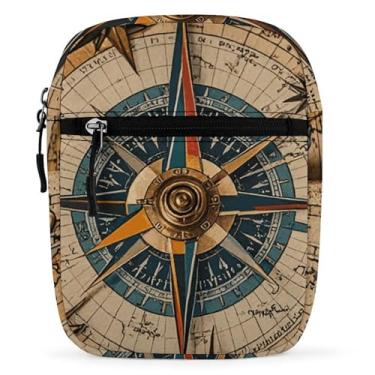 Imagem de Bússola e mapa do velho mundo Oxford bolsa de ombro tiracolo bolsa de ombro transversal clássica pequena bolsa tiracolo unissex clássica de lona bolsa de ombro para mulheres, bolsa de livros para