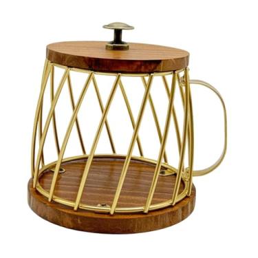 Imagem de Fxzqgnh Recipiente Porta-cápsulas de Café, Cesto de Armazenamento Resistente em Formato de Xícara, Organizador de Acessórios de Bar, Balcão de Cozinha Domésti, Ouro, Tamanho real