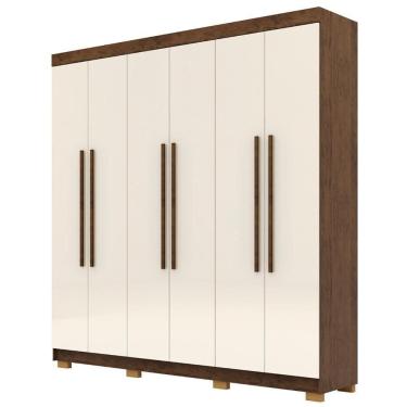 Imagem de Guarda Roupa Casal 218cm 6 Portas Bolty Imbuia/champanhe V02 - Mpozenato