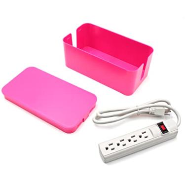 Imagem de Electriduct Caixa de cabos com protetor de sobretensão organizador de fios de mesa para gerenciamento de cabos inclui filtro de linha - fúcsia