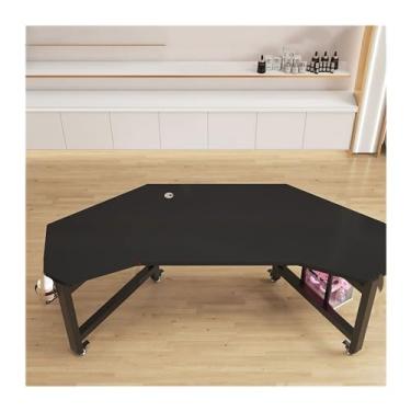 Imagem de Mesa de computador móvel âncora de mesa viva com produtos especiais para mesa de computador, mesa de jogos, mesa de jogos, mesa de exibição de luxo, bancada, estações de trabalho (preto, 140 x 76 x 74