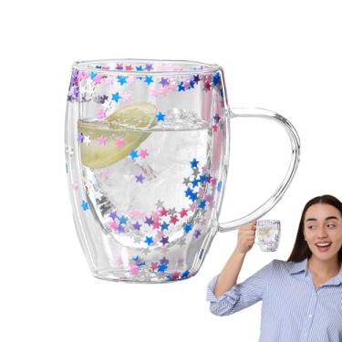 Imagem de Canecas de café com parede dupla, canecas de vidro com isolamento, caneca de café 350ml de vidro isolado transparente bonito, Copos resistentes ao calor de grande capacidade para leite, xíca