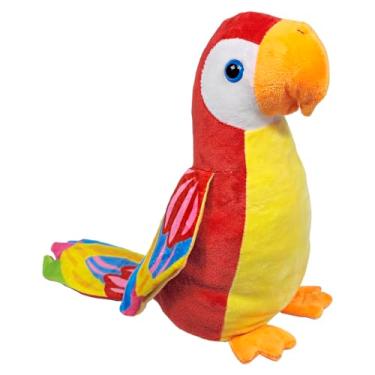 Imagem de Ave Passaro De Pelúcia Arara Com Som Brinquedo Decoração 28cms (Vermelha)