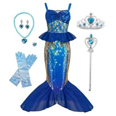 Imagem de Gesikai Fantasia de sereia para meninas, vestido de sereia, fantasia de Halloween para meninas