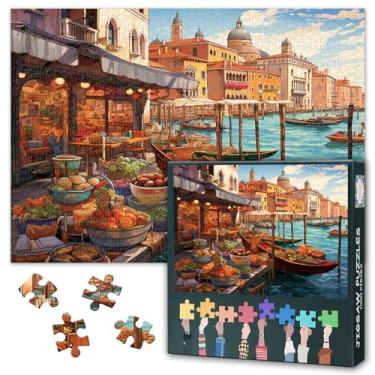 Imagem de Impossible Difficult Funny Puzzle for Adults 1000 Pieces Venetian Marketplace Jigsaw Puzzles for Adults Difficult Challenging Venetian Marketplace Puzzles Perfect for Family Game 27.5"X19.7"