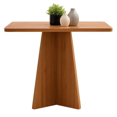 Imagem de Mesa Quadrada em MDF Freijó – Base Central Moderna e Design Sofisticado