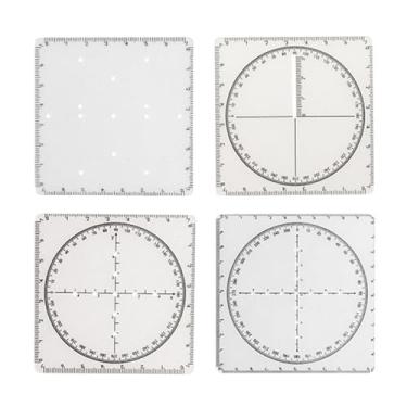 Imagem de Gralara Régua geométrica de 4 peças, ferramenta de desenho matemático com estênceis de desenho em escala, modelos de medição para construção de formas