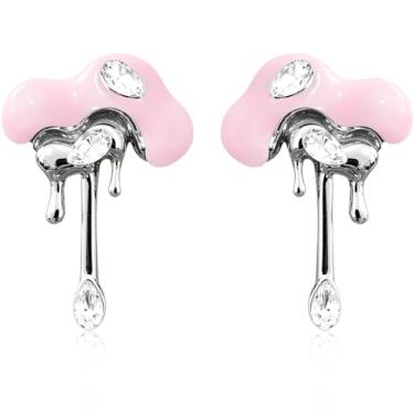 Imagem de JOONL Brincos de gota de cristal exclusivos com nuvens brilhantes personalizados, minimalistas, prata, gota d'água, brincos pendentes leves para mulheres, Medium, Metal, Sem pedra preciosa