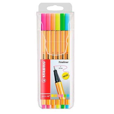Imagem de Caneta hidrográfica Fine Point 88/6 1 cores neon estojo com 6 unidades Stabilo