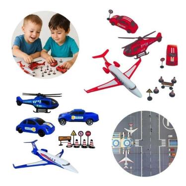 Imagem de Kit Missão Resgate Carrinho Helicóptero Avião De Brinquedo