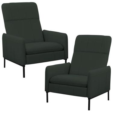 Imagem de Kit 2 Poltronas Decorativa Fixa Retrátil Reclinável Lutor L06 Couro Verde Escuro - Lyam Decor
