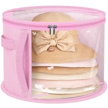 Imagem de AOODA Bolsa de armazenamento de chapéu transparente grande para mulheres, comporta até 7 bonés organizador de chapéu de cowboy para armário, estojo de chapéu de abas largas com alças de transporte