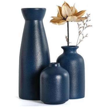 Imagem de Vasos CEMABT Ceramic Blue, conjunto de 3 flores pequenas decorativas