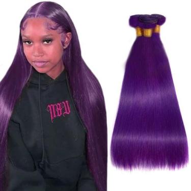 Imagem de Pacotes de cabelo HuxoWax Purple Straight Brazilian Virgin Remy