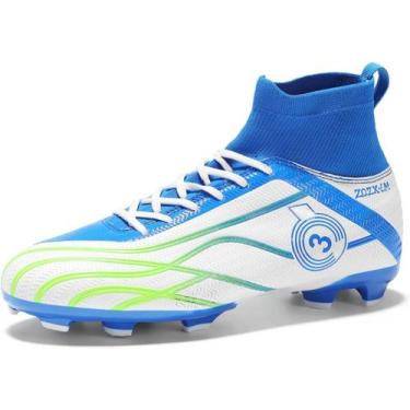 Imagem de Tênis de futebol masculinos de futebol com pontas longas, couro e borr