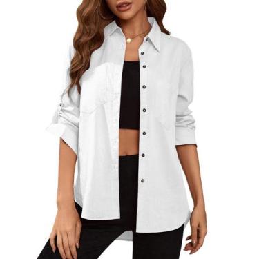 Imagem de Blusa feminina Deer Lady com botões branca M casual