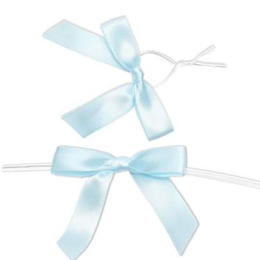 Imagem de Laços BeileiniceHK Blue Satin Twist Tie, pacote com 100 unidades, 7x8c