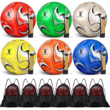 Imagem de Conjunto de 6 bolas de futebol Ceenna, tamanho 5, com bombas e bolsas