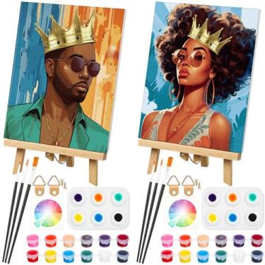 Imagem de Kit de pintura Humyoun Couples, tela de 20x25cm, pacote com 2