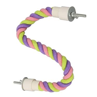 Imagem de Yctze Poleiro de Corda de Pássaro - Balanço de Escalada Colorido para Periquitos, Calopsitas, Pombinhos e Periquitos - Brinquedo de Corda de Algodão Ajustável Com Suporte de Metal para Exercícios e