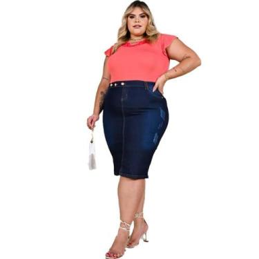 Imagem de Saias Jeans midi Evangelicas Moda Femininas plus size - Katylcia, 48, 