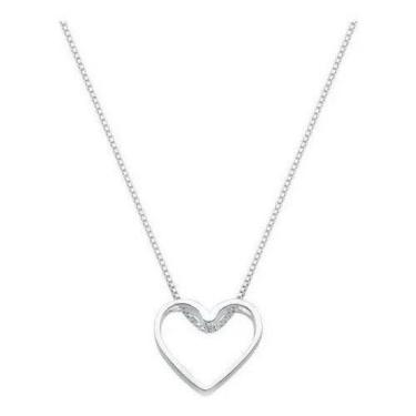 Imagem de Colar Corrente Feminino Pingente Coração Vazado Em Prata 925 - Rrc Pra
