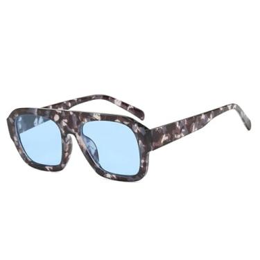 Imagem de Óculos de Sol Femininos UV400 com Degradê em Cores Candy, Estilo Punk Masculino, para Esportes ao Ar Livre, Corrida e Ciclismo, Estampa de Leopardo Cinza e Azul