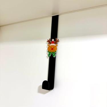 Imagem de Suporte para Guirlanda de Natal, Gancho de Porta com Personagens Natalinos, Conjunto com Pingentes de Boneco de Neve, Papai Noel, Rena e Pinguim (Rena - Preto)