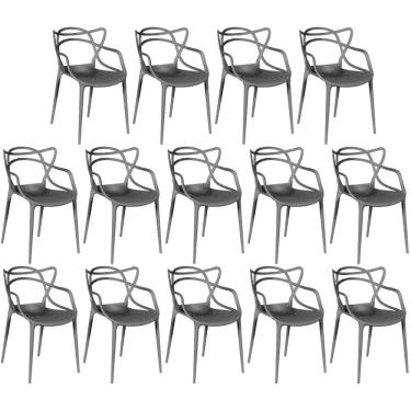 Imagem de Kit 14 Cadeiras De Jantar Allegra Prática Empilhável - Preto
