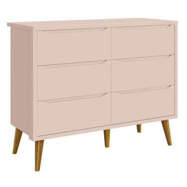 Imagem de Cômoda 6 Gavetas Théo New Rosa Fosco Com Madeira - Reller