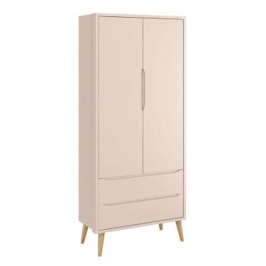 Imagem de Guarda-roupa Retrô 2 Portas Théo New Rosa Fosco Com Natural - Reller