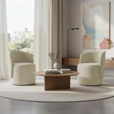 Imagem de Kit 2 Poltronas Aura Decorativas Orgânicas Bouclé Premium De Luxo Para