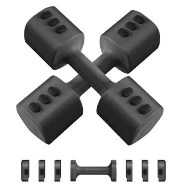 Imagem de besuhot Conjunto de 2 halteres ajustáveis, conjunto de peso ajustável, alça antiderrapante, conjunto de halteres 4 em 1 para mulheres em casa, 9 kg, 1,4 kg, 1,8 kg, 2,3 kg, para casa, escritório