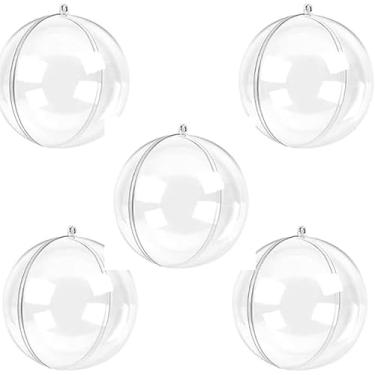 Imagem de Kit com 5 Bolas de Natal Transparentes para Fotos, 6,5 cm de Diâmetro, Decoração Natalina
