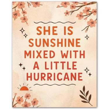 Imagem de ZUKIY Sunshine with Fierce Grace - Pôster de arte de parede de menina motivacional - Decoração de quarto infantil Boho infantil - Arte de parede de quarto de meninas sem moldura 20 x 25 cm para