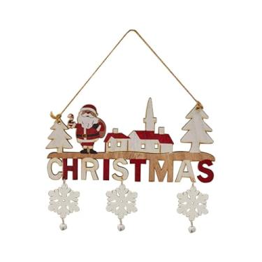 Imagem de Fenteer Placa de Natal de Madeira para Pendurar, Enfeite de Porta com Papai Noel, Decoração de Parede em Madeira para Casa de Campo, Loja ou Quintal.